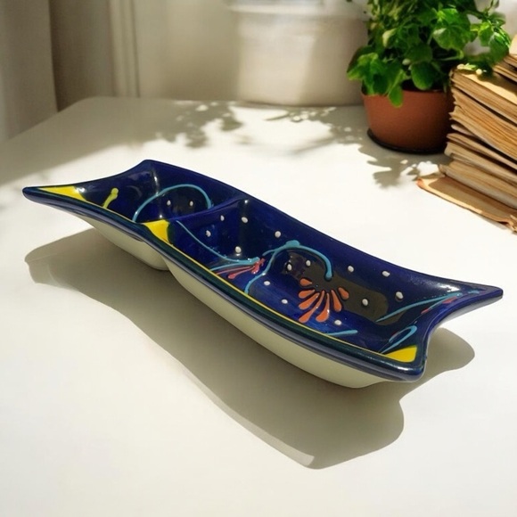 Antonio Ortiz Ruiz Other - Spain Hand Painted Decorative Divided Serving Dish Bowl Antonio Ortiz Ruiz